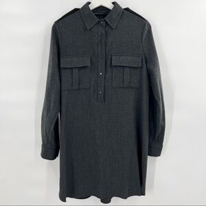 ZARA grey long sleeve collared shirt dress size M